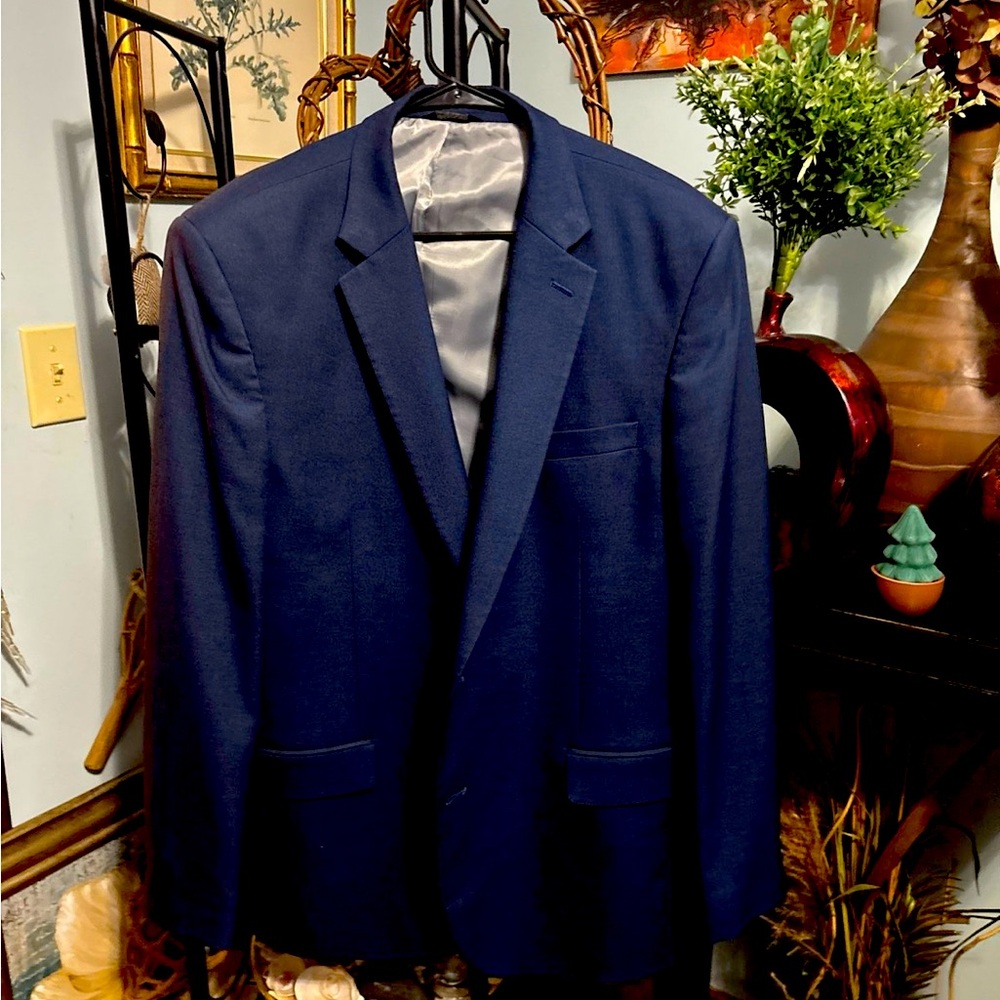 Haggar travel performance tailored wool 2 button blazer size 46 long